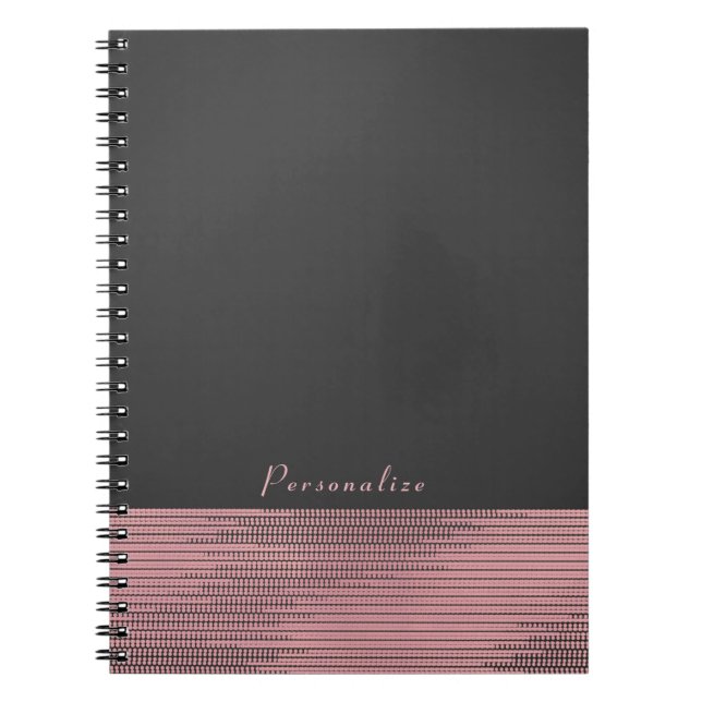 Caderno Espiral Rosa & Cinza Moderno Glam Sequins Chique Elegante (Frente)