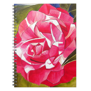 Caderno Espiral Rosa-claro Camellia - flor de aquarela