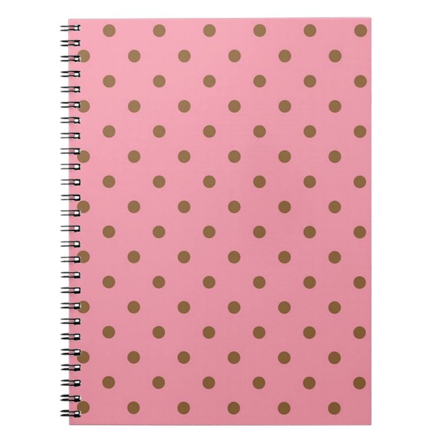 Caderno Espiral Rosa com Bolinhas castanhas (Frente)