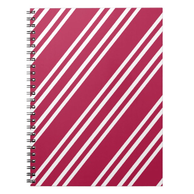 Caderno Espiral Rosa com Listras Brancas (Frente)