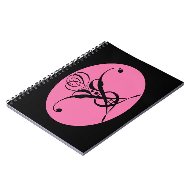Caderno Espiral Rosa cor-de-rosa e preto (Left Side)