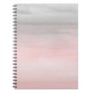 Caderno Espiral Rosa Corado e Cinza Moderno Glamour com Efeito Omb