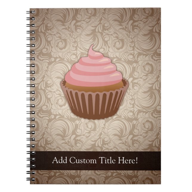 Caderno Espiral Rosa/cupcake de Brown (Frente)