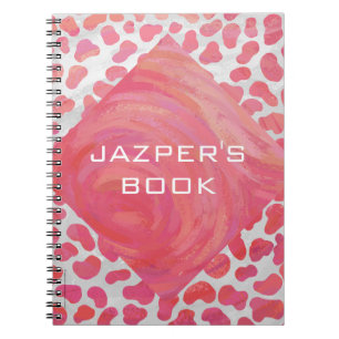 Caderno Espiral Rosa Dalmácia e Branco com Monograma