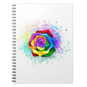 Caderno Espiral Rosa de arco-íris colorido