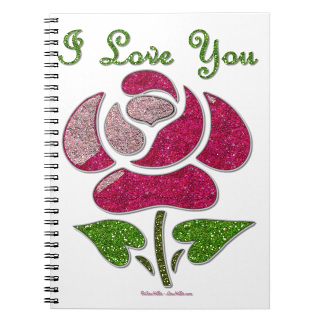 Caderno Espiral Rosa De Estêncil Rosa Eu Te Amo (Frente)