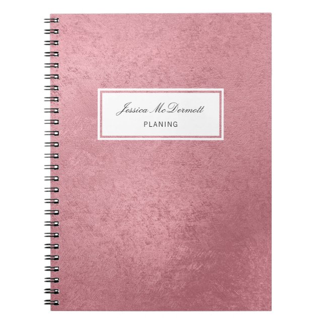 Caderno Espiral Rosa de faux moderno (Frente)