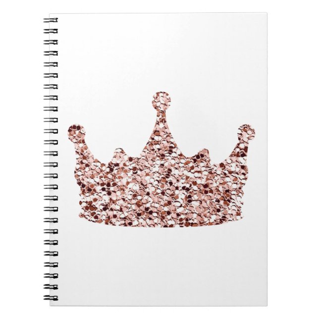 Caderno Espiral Rosa de Literatura Dourada Coroa Clipart Queen Cli (Frente)