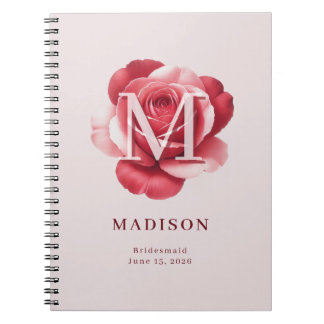 Caderno Espiral Rosa de Noiva Personalizada com Nome e Data de Cas