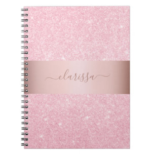 Caderno Espiral rosa de ouro geométrico elegante