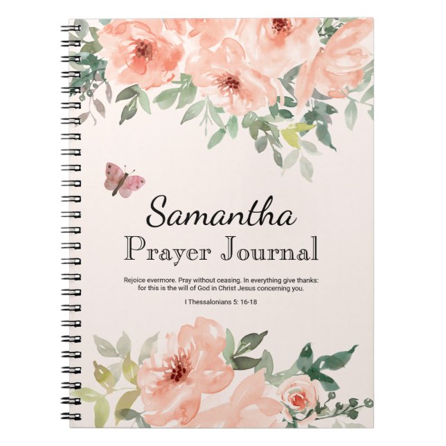 Caderno Espiral Rosa de Pêssego de Aquarela Diário (Frente)