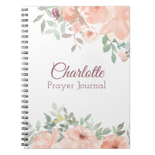 Caderno Espiral Rosa de pêssego Diário de oração