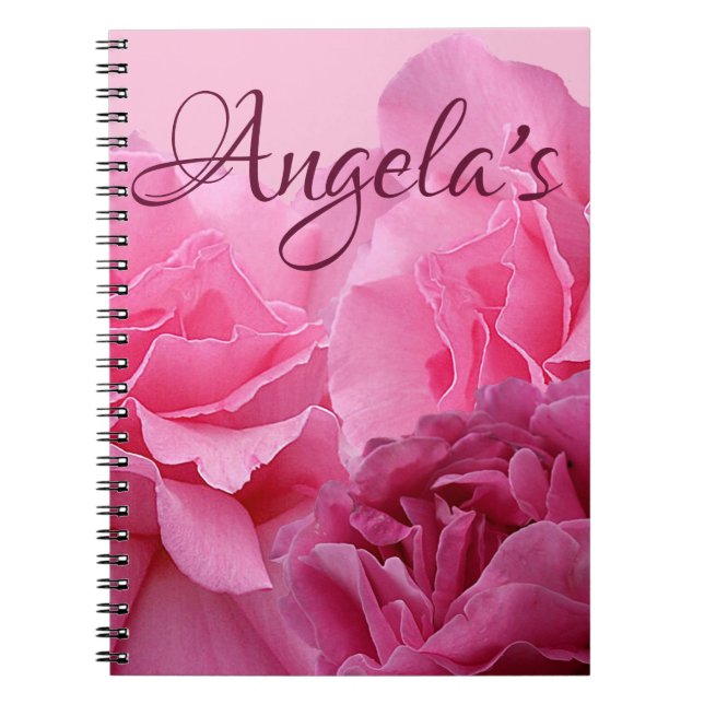 Caderno Espiral Rosa-de-vidro-rosa-rosa-rosa-rosa moderno boho-fin (Frente)
