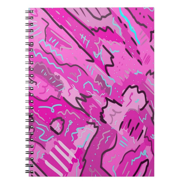 Caderno Espiral Rosa! Diversão com Abstrato Art (Frente)