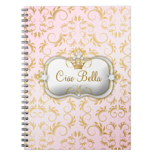 Caderno Espiral Rosa divino dourado de 311 Ciao Bella