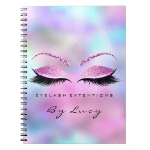 Caderno Espiral Rosa do brilho do maquilhador dos olhos da