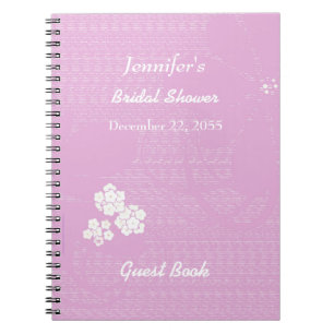 Caderno Espiral Rosa do livro de hóspedes do chá de panela, flor
