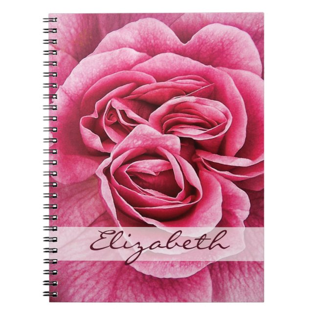 Caderno Espiral Rosa do rosa personalizado (Frente)