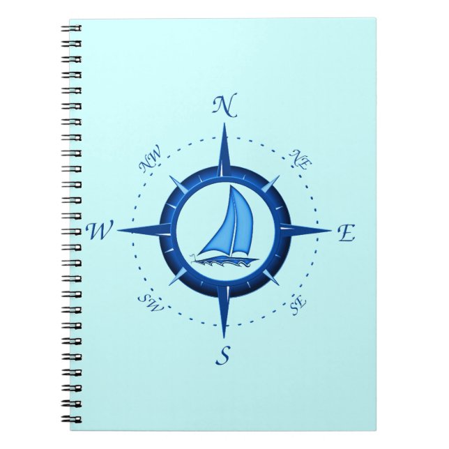 Caderno Espiral Rosa do veleiro e de compasso (Frente)