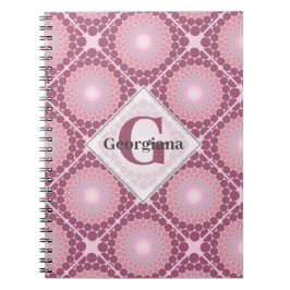 Caderno Espiral Rosa Dot Dusky Radiante Monogramado Mandala
