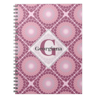 Caderno Espiral Rosa Dot Dusky Radiante Monogramado Mandala