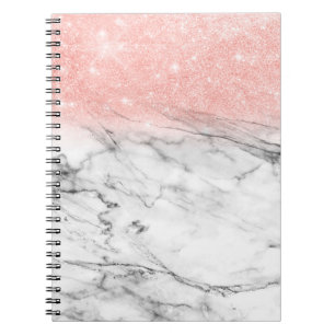 Caderno Espiral Rosa Dourada Lente de Ombre Espelho na Tendência M