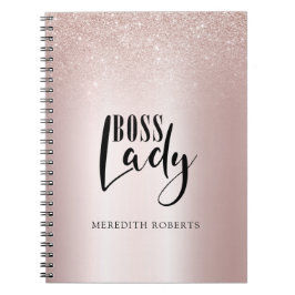 Caderno Espiral Rosa Dourada Lush Glitter Boster Lady Personalizad