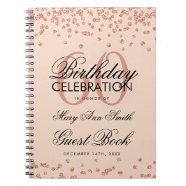 Caderno Espiral Rosa Dourado Blush 60º Livro Confetti de Aniversár