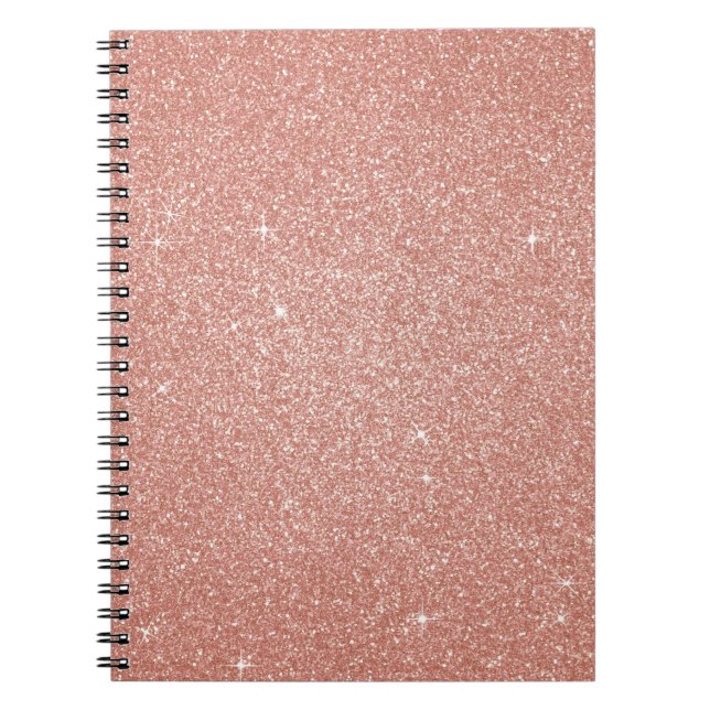 Caderno Espiral Rosa Dourado - Brilhante rosa brilhante e cintilaç (Frente)