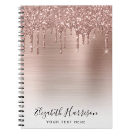 Caderno Espiral Rosa Dourado Lítio Monograma