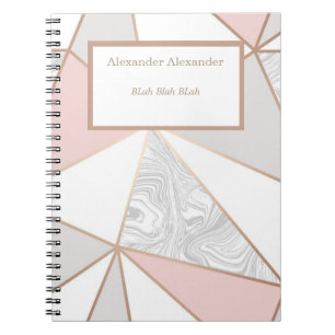 Caderno Espiral Rosa Dourado Marble NoteBook