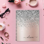 Caderno Espiral Rosa Dourado - Monograma brilhante cor-de-rosa<br><div class="desc">Rosa Dourado - Planner Spiral do Notebook Spiral, Cor-de-rosa e Folha Silver Faux, Brilhante, Brilhante, Brilhante, Brilhante, Brilhante, Metálica e Metálica. Isto faz o doce e perfeito aniversário de 16 anos, casamento, chá de panela, aniversário, chá de fraldas ou festa de solteira presente para alguém que ama luxo de luxo...</div>