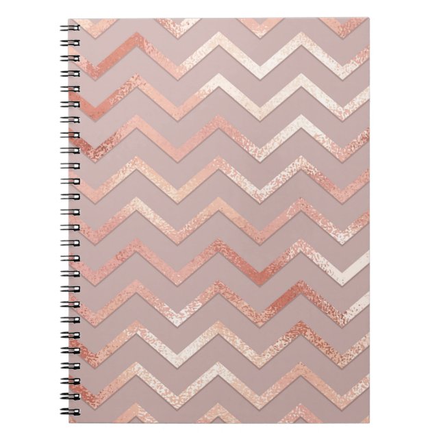 Caderno Espiral Rosa dourado: padrão de safra elegante. (Frente)