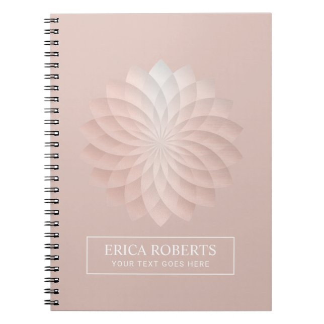 Caderno Espiral Rosa Dourado Yoga Bem-estar do Lotus Flower (Frente)