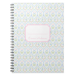 Caderno Espiral Rosa e Azul Floral Grandmillennial