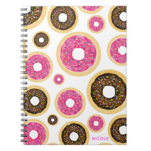 Caderno Espiral Rosa e Castanho Sprinkle Rosquinhas Curta Diversão