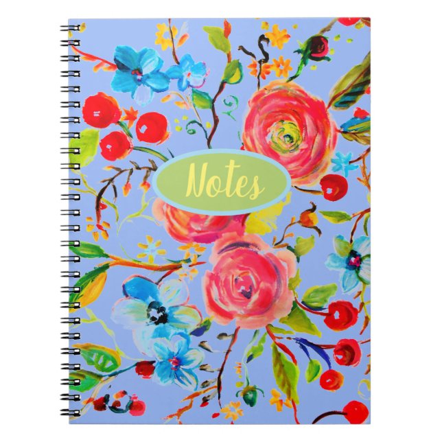 Caderno Espiral Rosa e Cherry Blossom Periwinkle (Frente)
