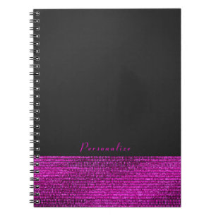 Caderno Espiral Rosa e Cinza Moderno Glamour Lantejoulas Chic Eleg