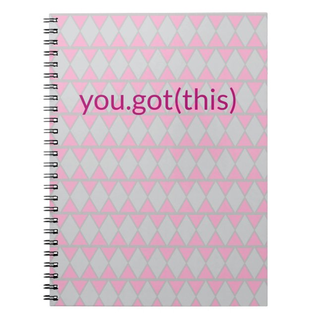 Caderno Espiral Rosa e Cinza, você tem isso! (Frente)