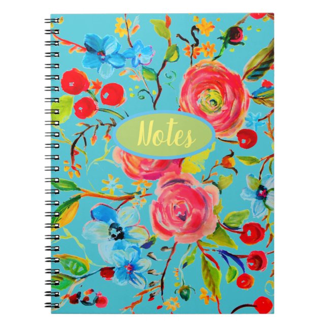 Caderno Espiral Rosa e Turquesa do Flor de Cereja (Frente)
