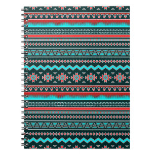 Caderno Espiral Rosa e turquesa tribal