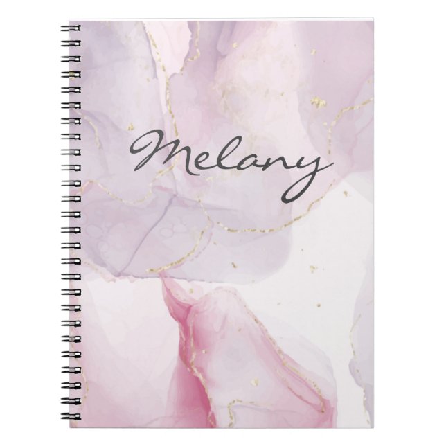 Caderno Espiral Rosa e violeta com nome (Frente)