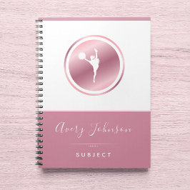 Caderno Espiral Rosa Elegante cheerleader Rosa Dourada Personaliza