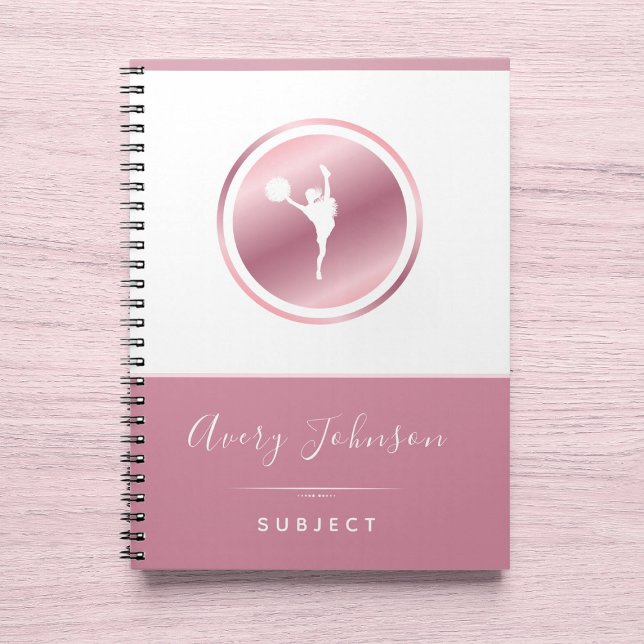 Caderno Espiral Rosa Elegante cheerleader Rosa Dourada Personaliza (Criador carregado)