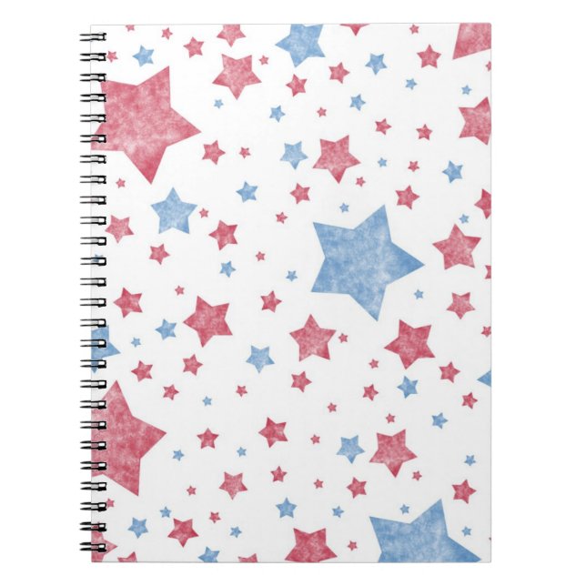 Caderno Espiral Rosa + Estrelas Azuis (Frente)