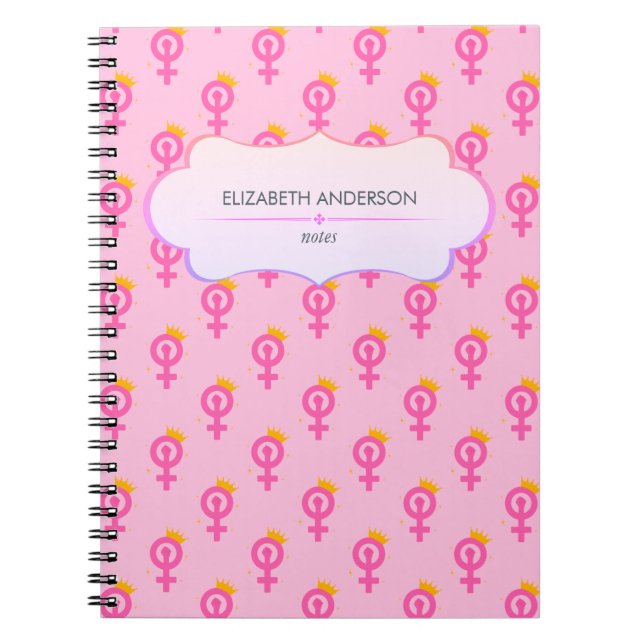 Caderno Espiral Rosa Feminista Personalizado (Frente)