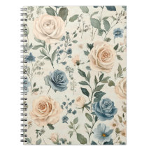 Rosa Floral Azul Vintage e Bege