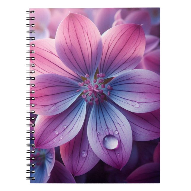 Caderno Espiral Rosa Floral e Lilás Roxo (Frente)