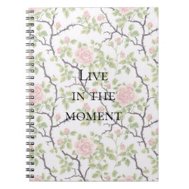 Caderno Espiral Rosa Floral Rosa Rubor
