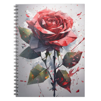 Caderno Espiral Rosa - Flores em aquarela